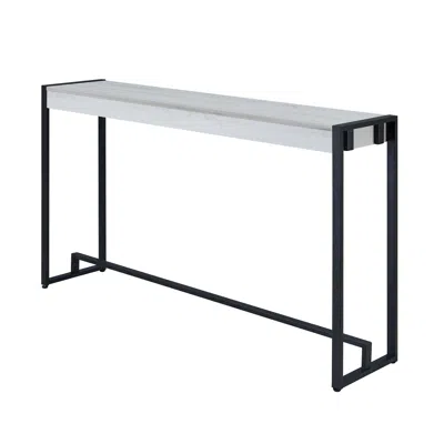 Homezia 54" White And Black Distressed Sled Console Table