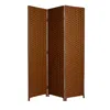 Homezia 54" X 72" Dark Brown Wood 3 Panel Screen