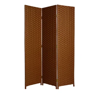 Homezia 54" X 72" Dark Brown Wood 3 Panel Screen