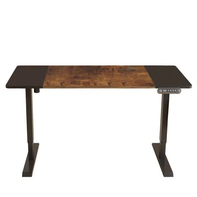 Homezia 55" Adjustable Brown And Black And Black Standing Desk
