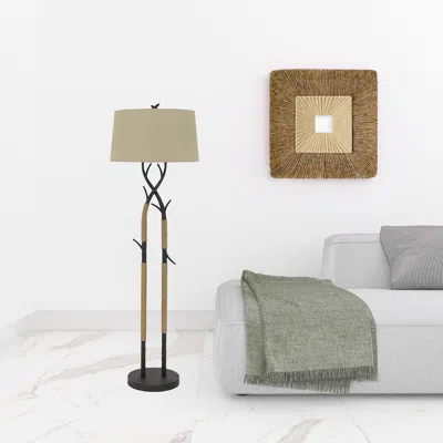 Homezia 55" Black Traditional Shaped Floor Lamp With Tan Rectangular Shade In Green