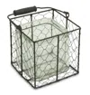 Homezia 5.5" Brown And Clear Square Wire Basket And Glass Jar