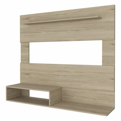 Homezia 55" Light Pine Manufactured Wood Open Shelving Entertainment Center