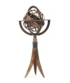 Homezia 5.5" X 5.5" X 12" Brass Armillary On Horn Stand