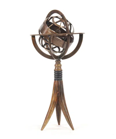 Homezia 5.5" X 5.5" X 12" Brass Armillary On Horn Stand