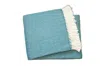 Homezia 55" X 70" Teal Blue And White Woven Herringbone Plush Throw Blanket