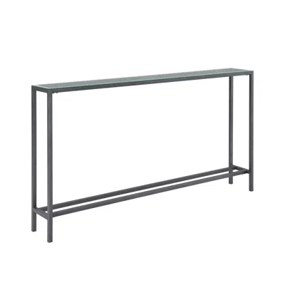 Homezia 56" Black And Metal Mirrored Glass Console Table In Blue