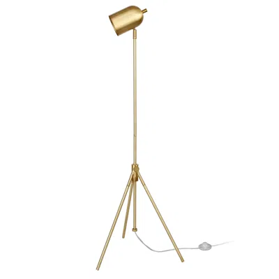 Homezia 56" Brass Tripod Floor Lamp With Brass Dome Shade In Blue