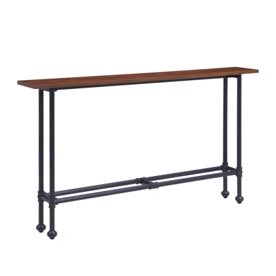 Homezia 56" Espresso And Black Console Table