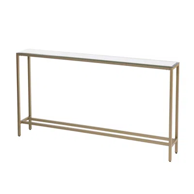 Homezia 56" Silver And Gold Mirrored Glass Console Table In Brown