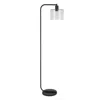 Homezia 57" Black Arched Floor Lamp With Clear Seeded Glass Drum Shade