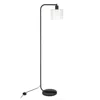 Homezia 57" Black Arched Floor Lamp With White Frosted Glass Drum Shade