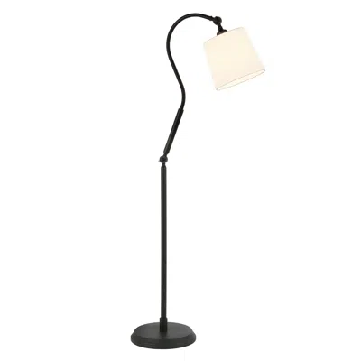 Homezia 57" Black Arched Floor Lamp With White Frosted Glass Drum Shade
