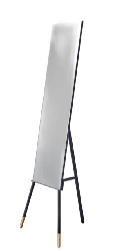 Homezia 57" Black Rectangle Cheval Standing Metal Framed In Gray