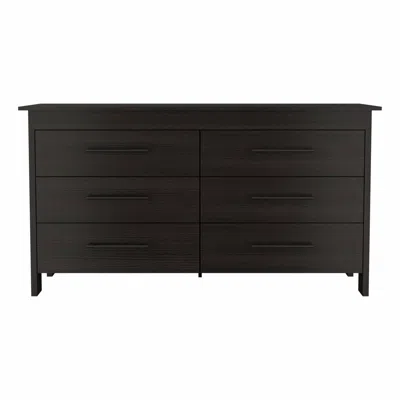Homezia 58" Black Six Drawer Double Dresser