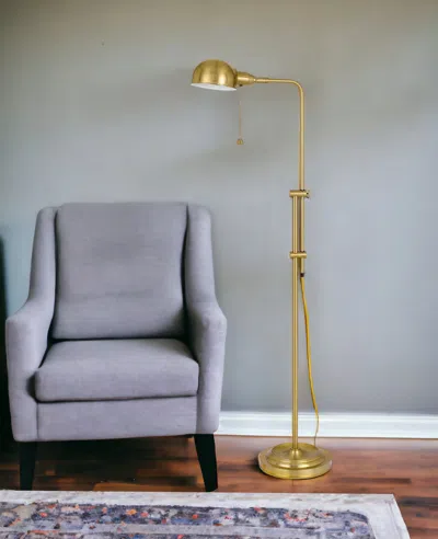 Homezia 58" Brass Adjustable Floor Lamp With Bronze Dome Shade In Gold