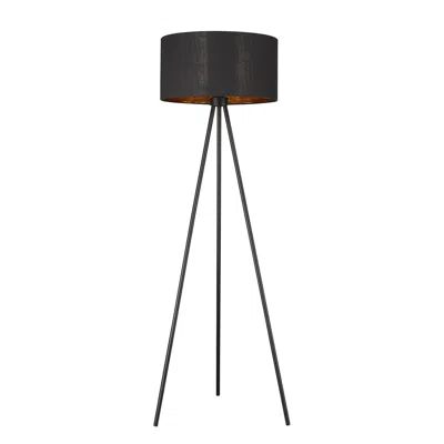Homezia 58" Matte Tripod Floor Lamp With Black Drum Shade In Brown