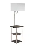 Homezia 58" Steel Tray Table Floor Lamp With White Square Shade