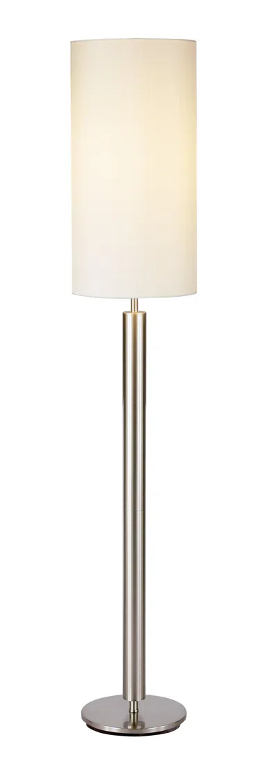 Homezia 58" Traditional Shaped Floor Lamp With White Drum Shade In Metallic