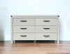 Homezia 58" White Solid Wood Six Drawer Double Dresser