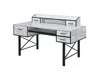 Homezia 59" Antiqued White And Black Computer Desk With Five Drawers