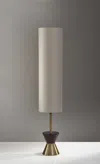 Homezia 59" Brass And Wood Textured Cylinder Beige Floor Lamp
