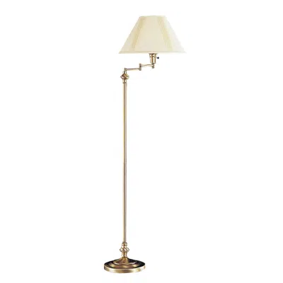 Homezia 59" Bronze Swing Arm Floor Lamp With Beige Empire Shade In Brown