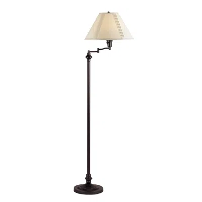 Homezia 59" Bronze Swing Arm Floor Lamp With Beige Empire Shade In White