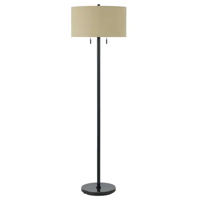 Homezia 59" Bronze Two Light Traditional Shaped Floor Lamp With Brown Rectangular Shade In Blue