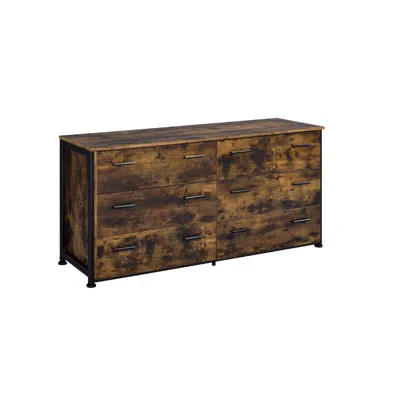 Homezia 59" Brown And Black Six Drawer Double Dresser