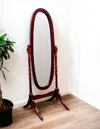 Homezia 59" Brown Cherry Oval Framed Cheval Standing Mirror
