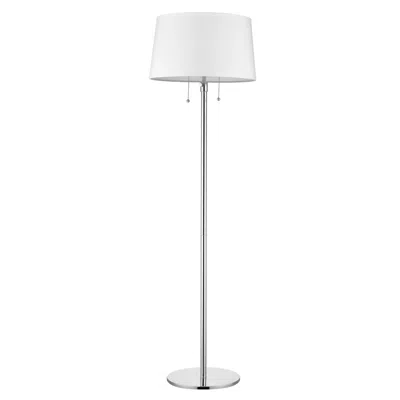 Homezia 59" Chrome Traditional Shaped Floor Lamp With White Empire Shade In Metallic