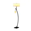 Homezia 59" Matte Black Dual Arc Floor Lamp With White Drum Shade