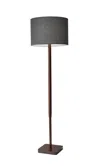 Homezia 59" Solid Wood Traditional Shaped Floor Lamp With Black Drum Shade