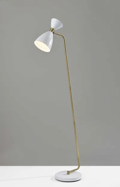 Homezia 59" White Task Floor Lamp With White Cone Shade In Gold