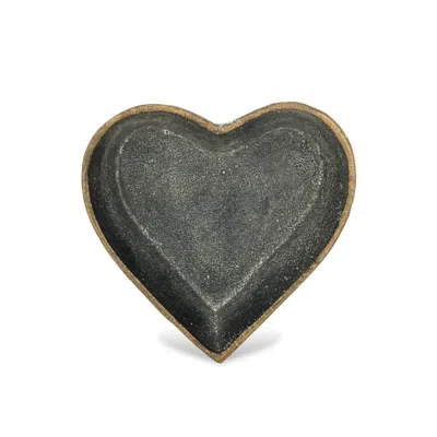 Homezia 6" Black Heart Metal Heart Handmade Vanity Tray In Multi