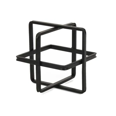 Homezia 6" Black Metal Abstract Cube Sculpture