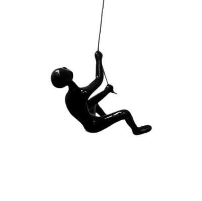 Homezia 6" Black Unique Climbing Man With Rope Wall Art