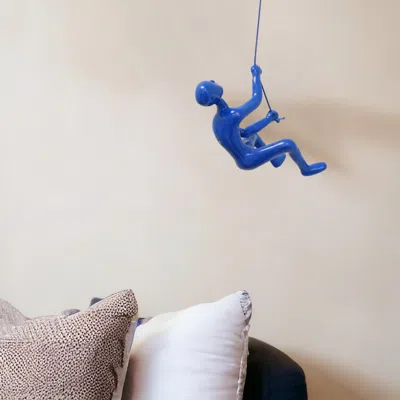 Homezia 6" Blue Unique Climbing Man With Rope Wall Art