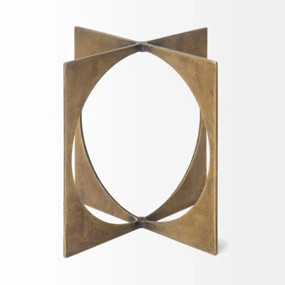 Homezia 6" Burnished Gold Metal Circle Square Sculpture
