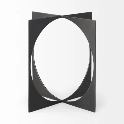 Homezia 6" Charcoal Gray Metal Circle Square Sculpture