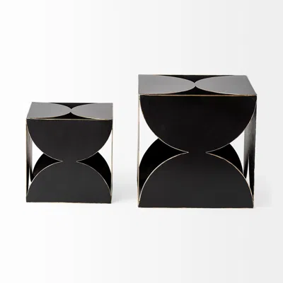 Homezia 6" Contemporary Black Metal Geo Cube Sculpture