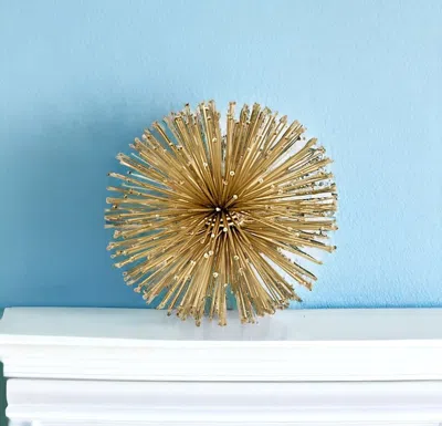 Homezia 6" Gold Iron Urchin Decorative Orb Tabletop Sculpture