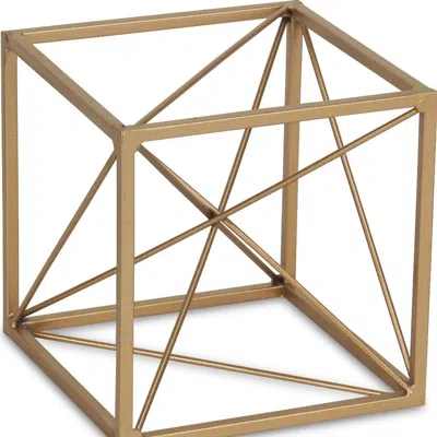 Homezia 6" Gold Metal Cube Sculpture