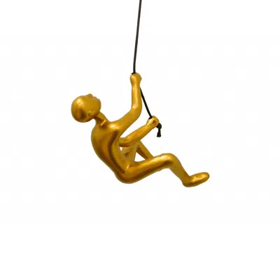 Homezia 6" Gold Unique Climbing Man With Rope Wall Art In Black