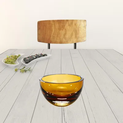 Homezia 6 Mouth Blown European Made Lead Free Amber Crystal Bowl In Multi