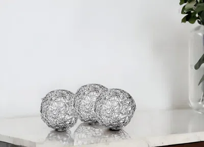 Homezia 6" Nickel Iron Decorative Orb Tabletop Sculpture