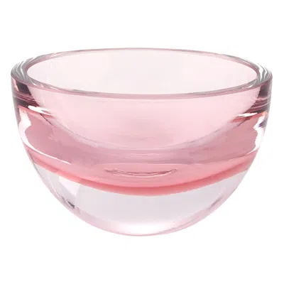 Homezia 6" Pink Mouth Blown Crystal Thick Walled Bowl In Multi