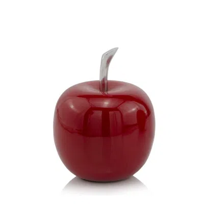 Homezia 6" Red Aluminum Decorative Apple Tabletop Sculpture