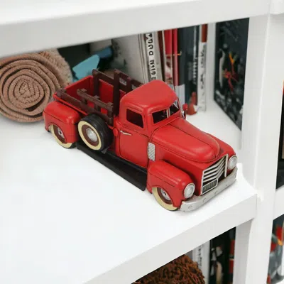Homezia 6" Red And Black Metal Hand Painted Model Car